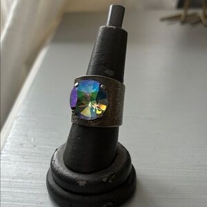 Sabika Silver Ring with Iridescent Gemstone